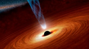 An artist's impression of a black hole at the center of a galaxy
